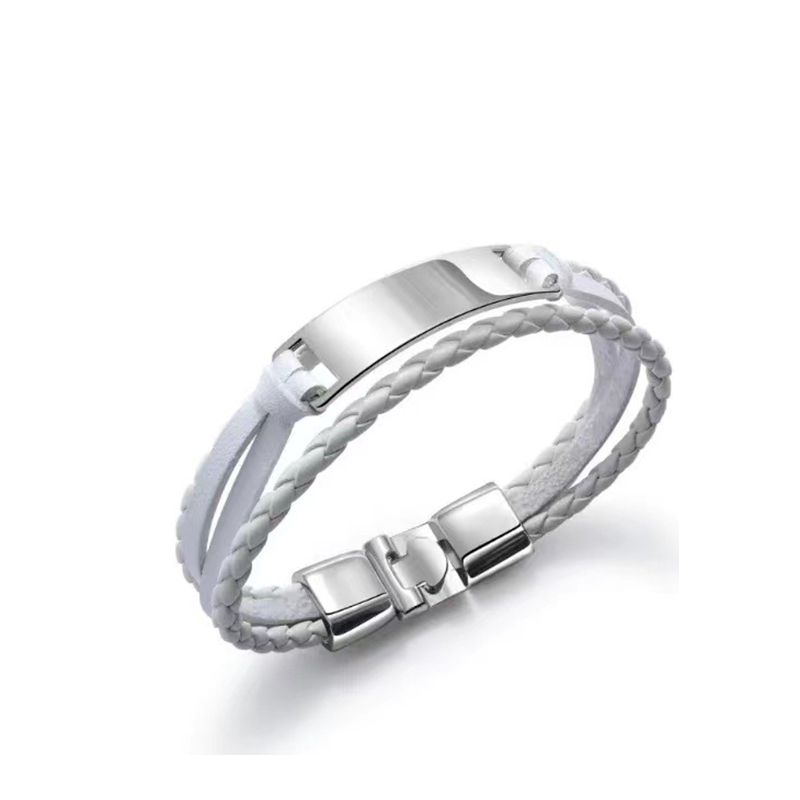 White Leather Rope Steel Brand
