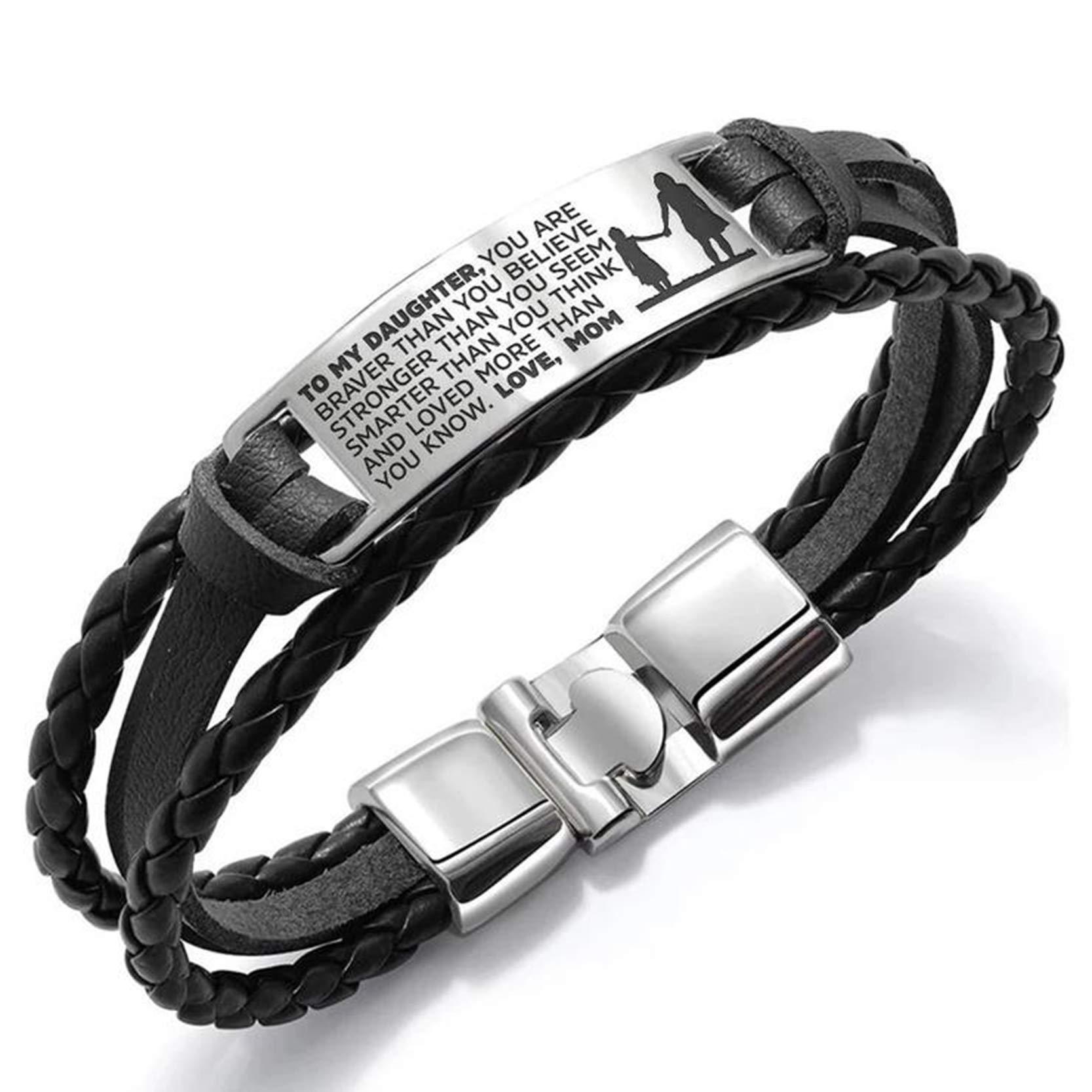 Black leather rope steel plate MOM