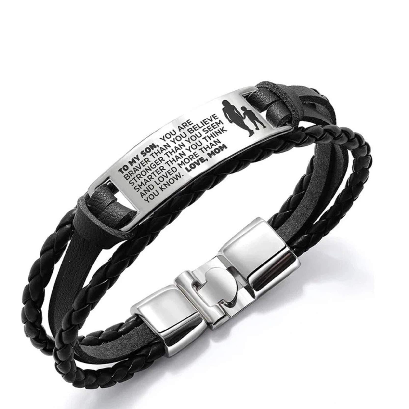 Black Leather Rope Steel Brand MOM