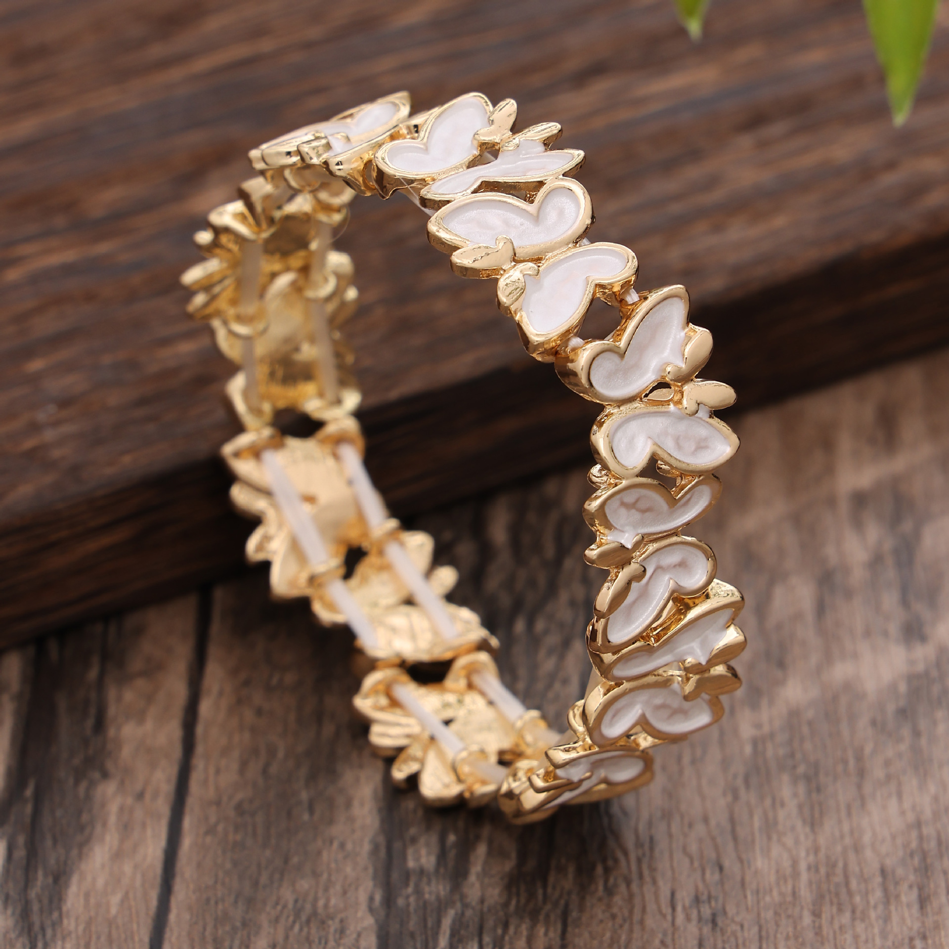 White Butterfly Bracelet-Gold