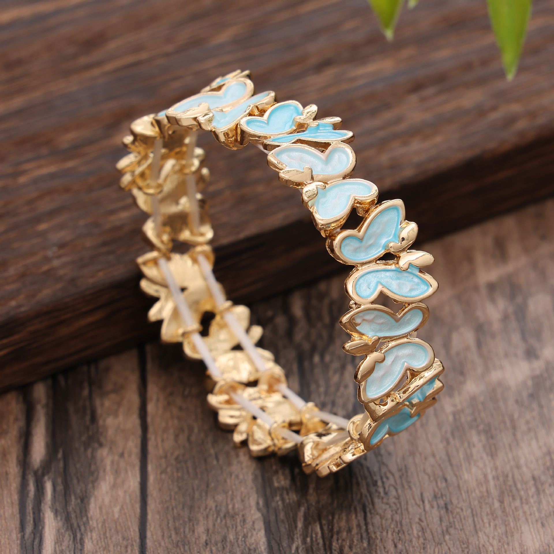 light blue butterfly bracelet-gold