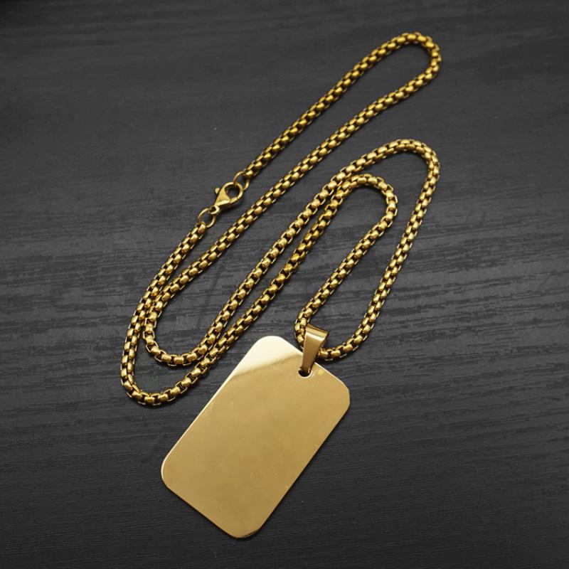 Rounded square gold with 3mm60cm square pearl chain
