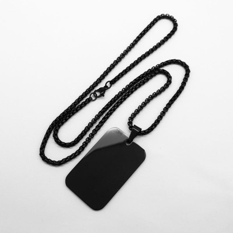 Rounded square black with 3mm60cm square pearl chain