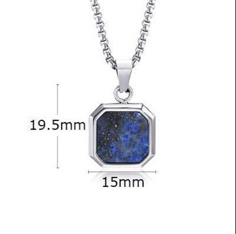 Lapis Lazuli steel color Pendant with chain 60CM