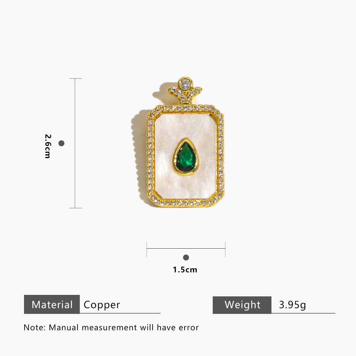 Green water drop square pendant