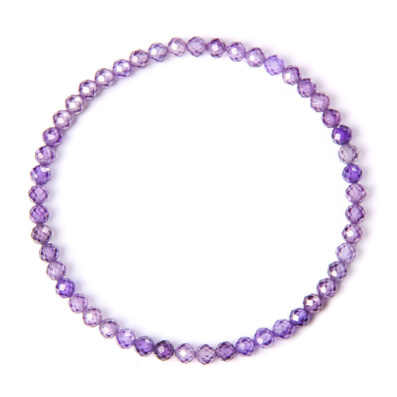 Purple Zircon 4mm Facet Bead Bracelet
