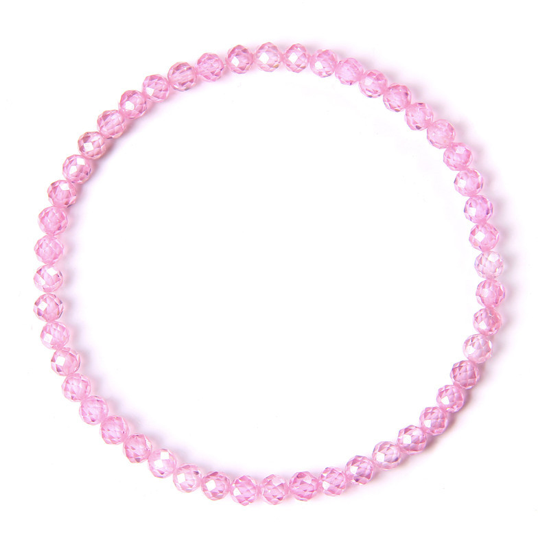Powder zircon 4mm faceted bead bracelet
