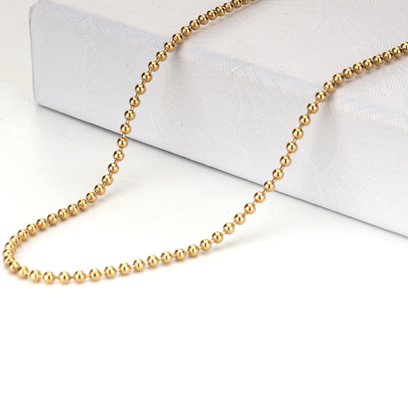 18K gold round bead chain (necklace)