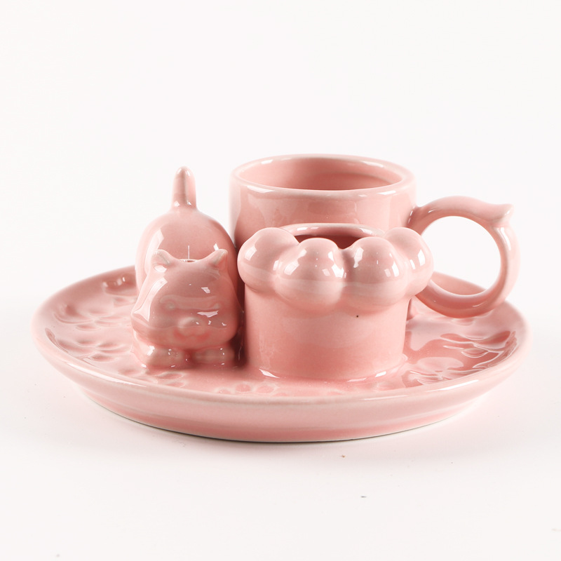 Casual cat round handle pink
