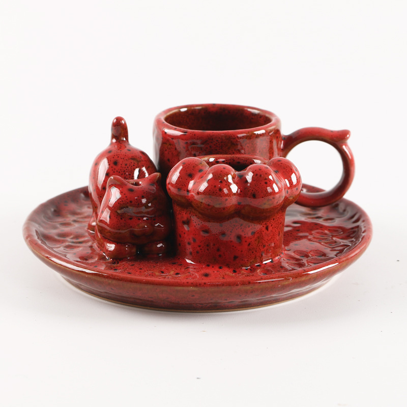 Casual cat round handle red