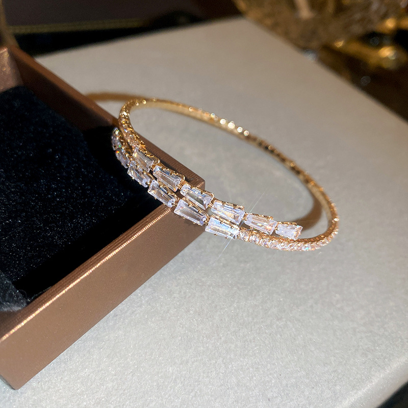 Gold Zircon Open Bracelet