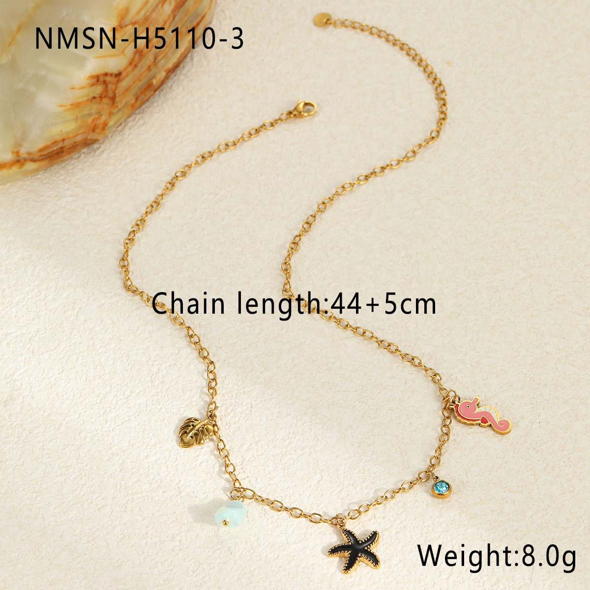 Nmsn-h5110-3 starfish necklace