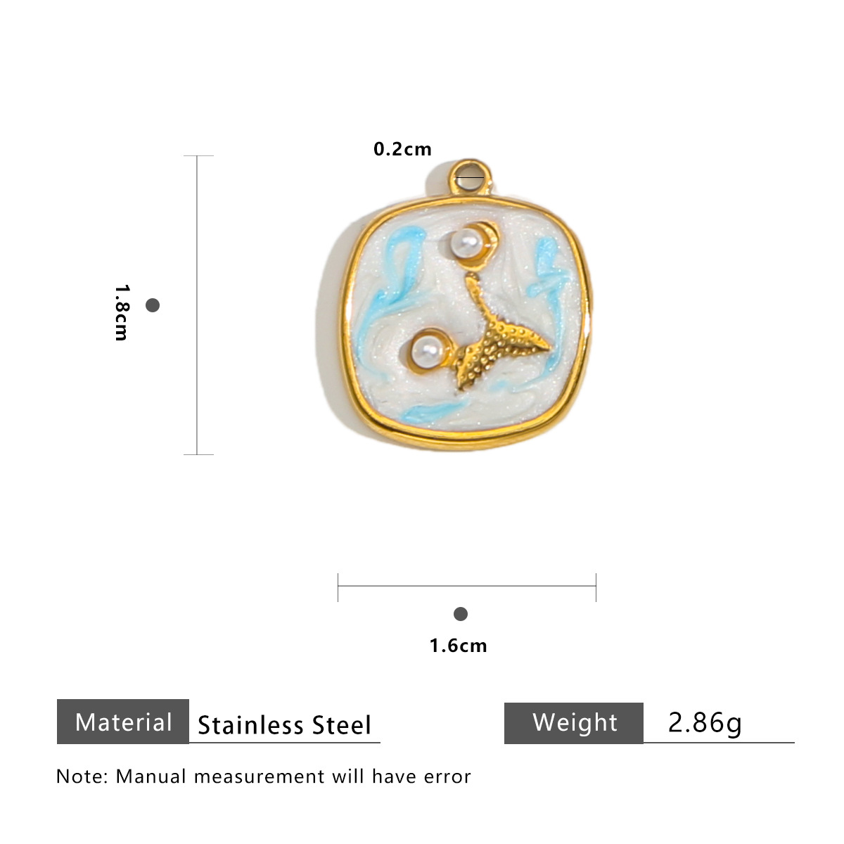 Mermaid 2 pearls gradient 16.5x18.5mm-light blue   white