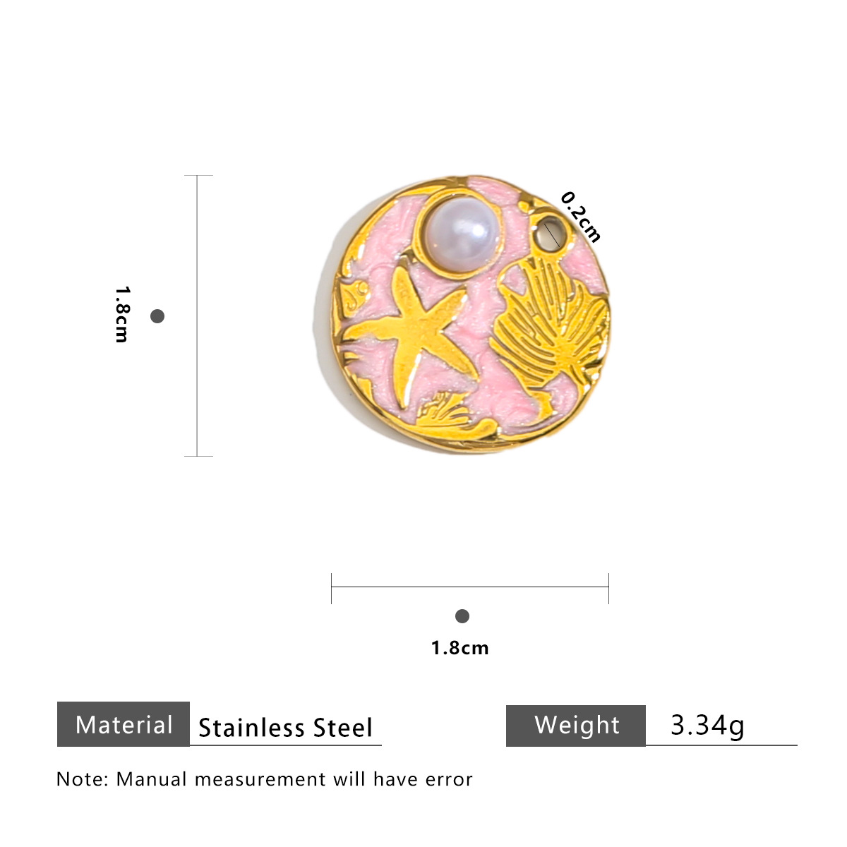 Starfish pearl 18mm tag-pink