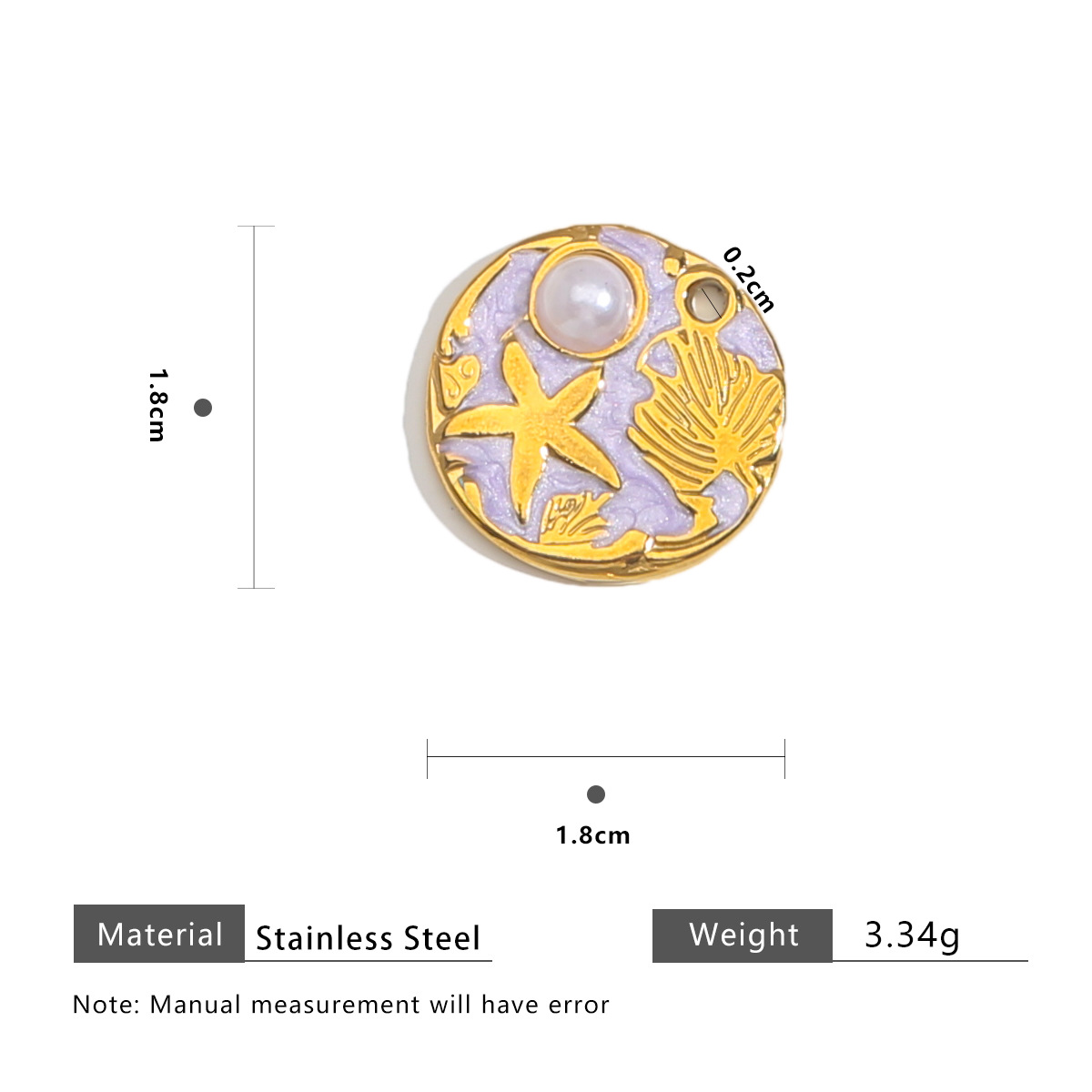 Starfish pearl 18mm tag-purple