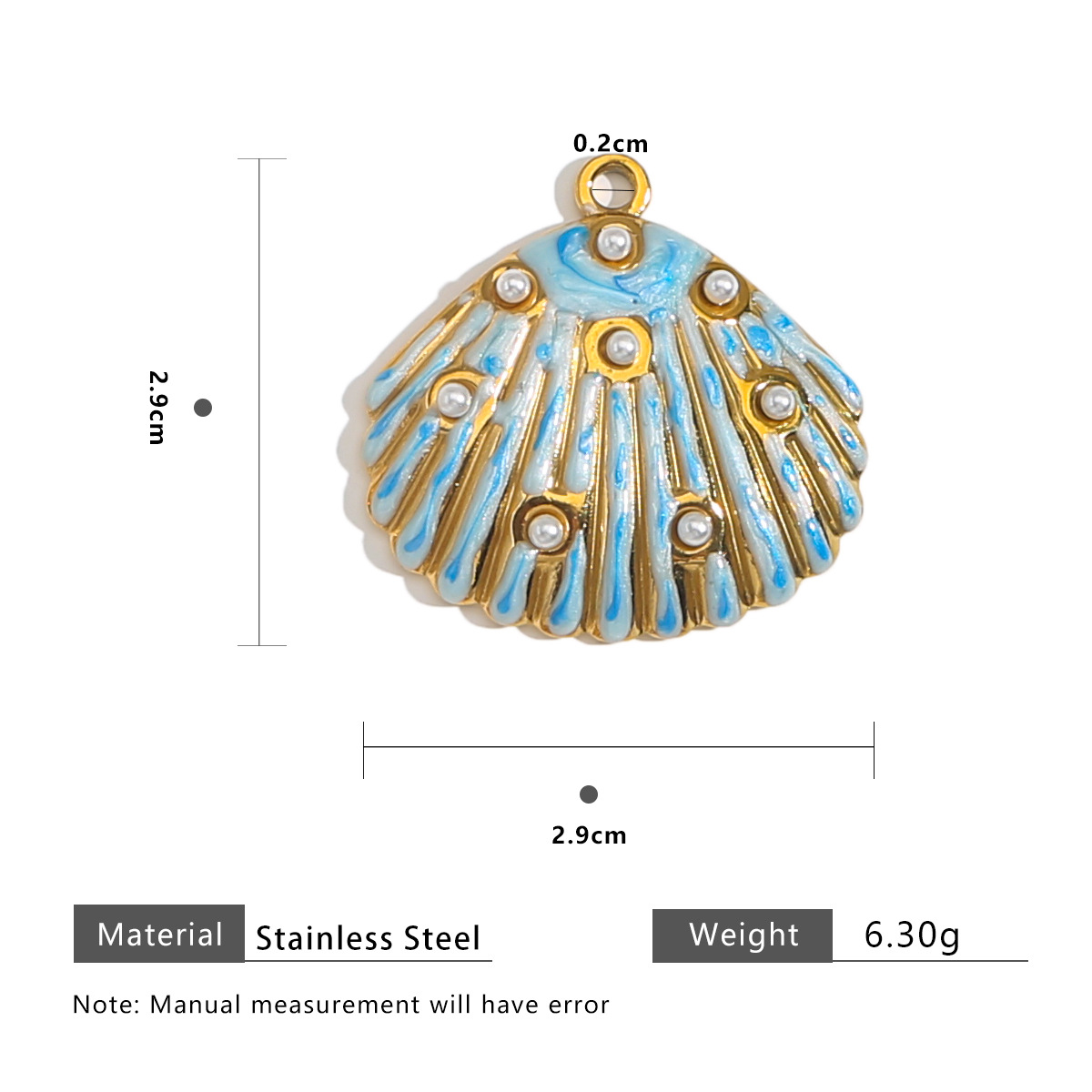 Shell 8 pearl pendant-blue and white