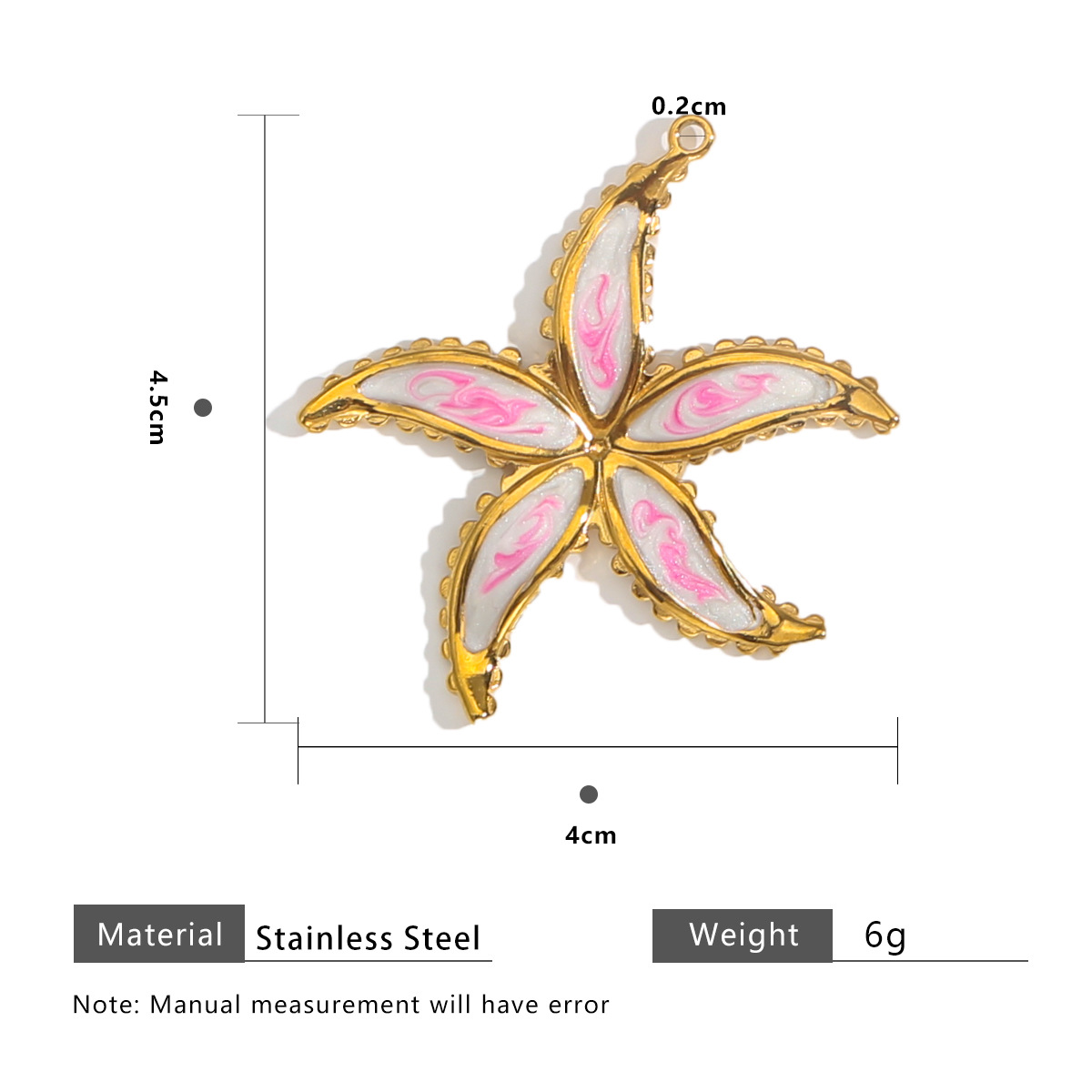 Starfish gradient 42x45mm-pink and white