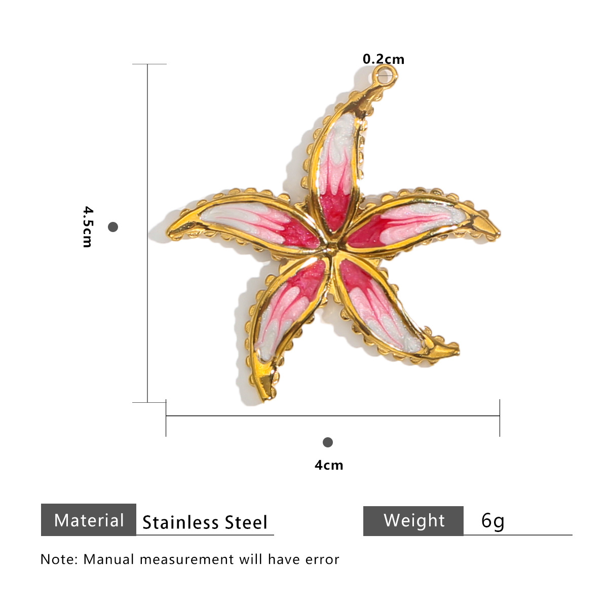 Starfish gradient 42x45mm-dark red pink white