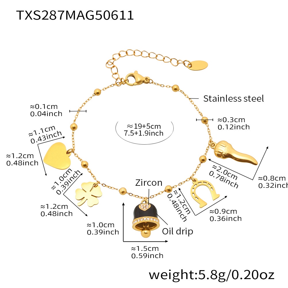 Txs287-gold black bell enamel anklet 19 5cm