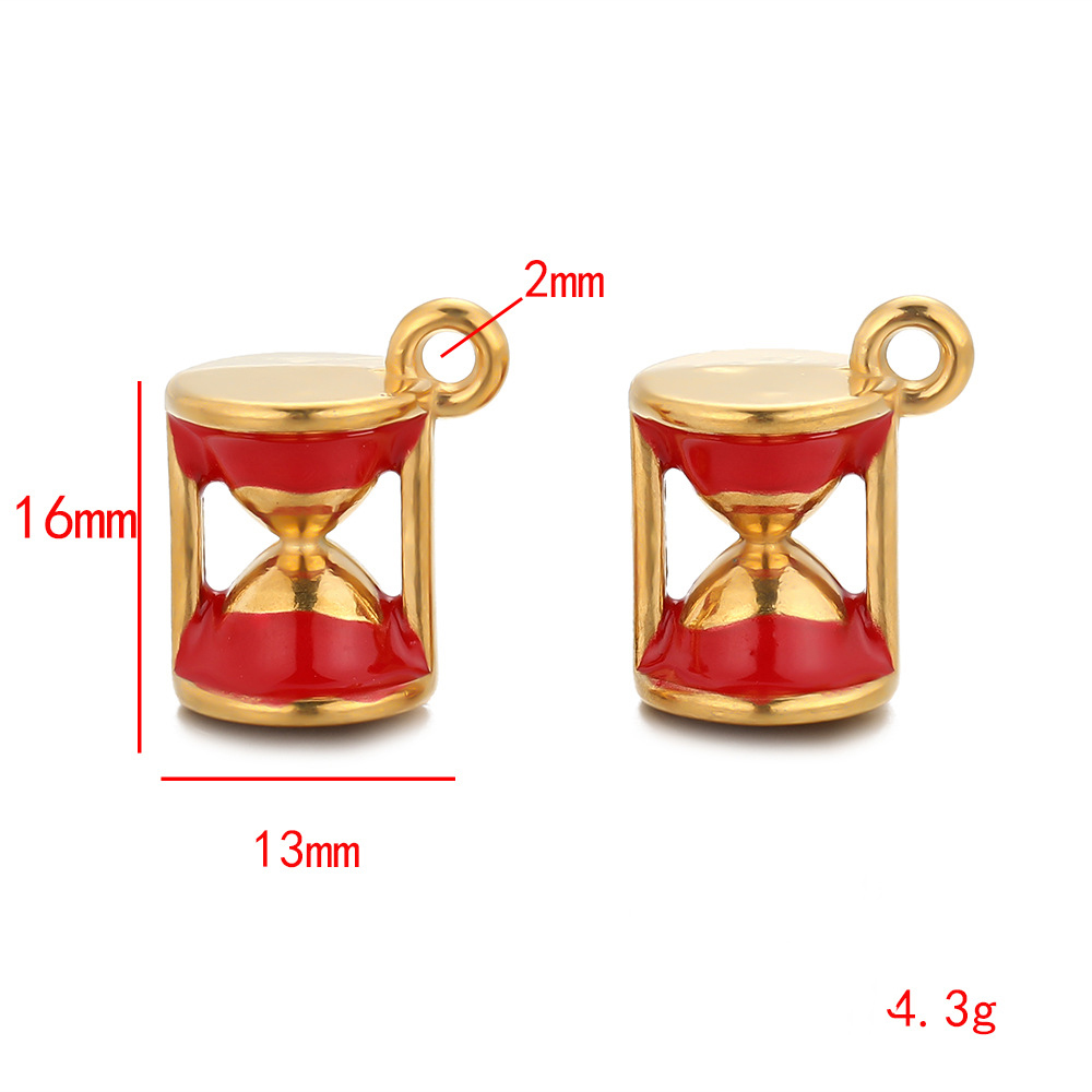 Red gold oil dripping hourglass pendant