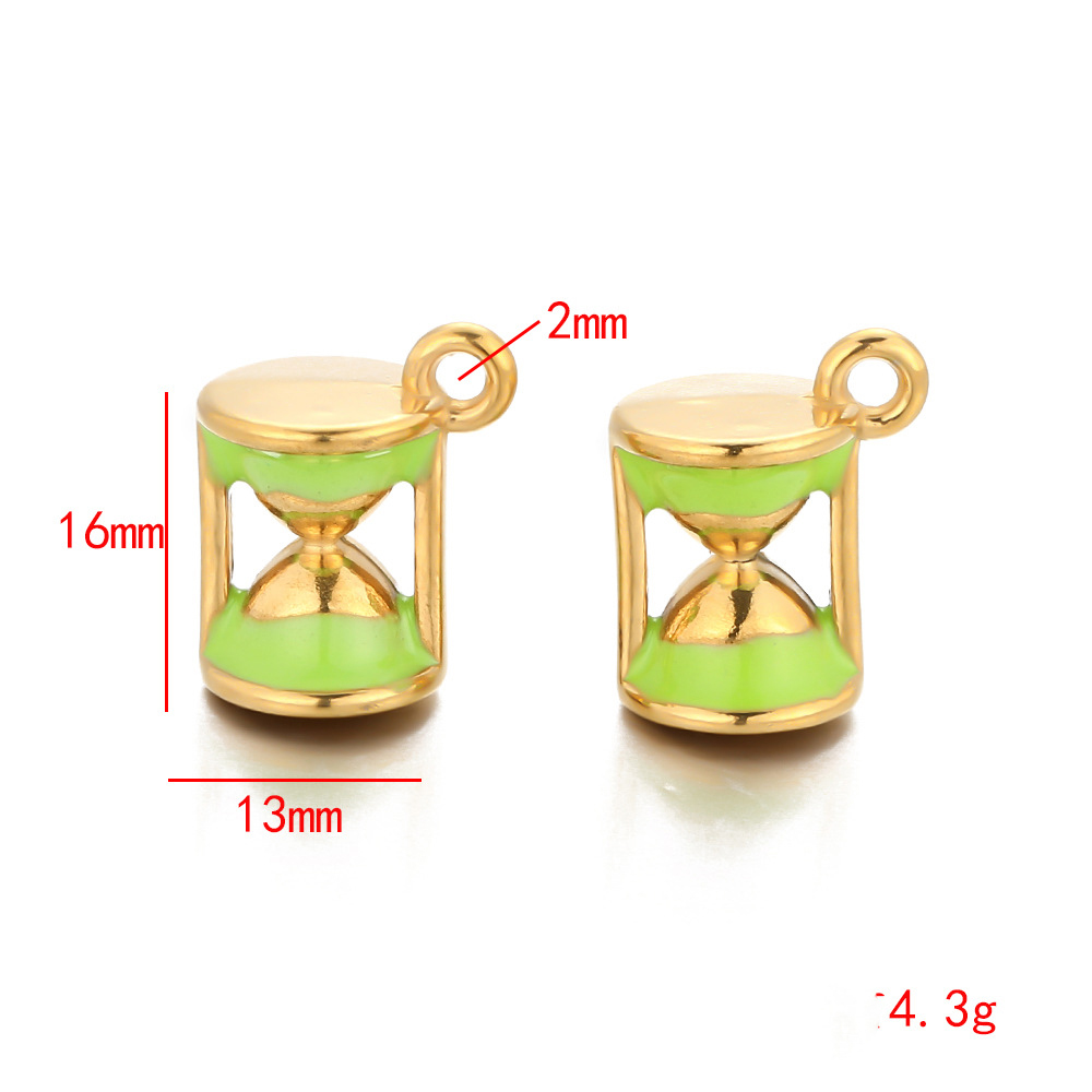 Green gold oil dripping hourglass pendant