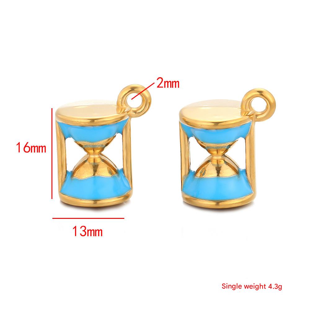 Blue gold oil dripping hourglass pendant