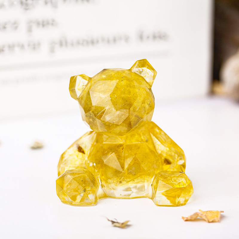 Lemon yellow crystal mirror bear