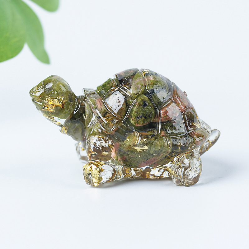 22 unakite green stone gold foil