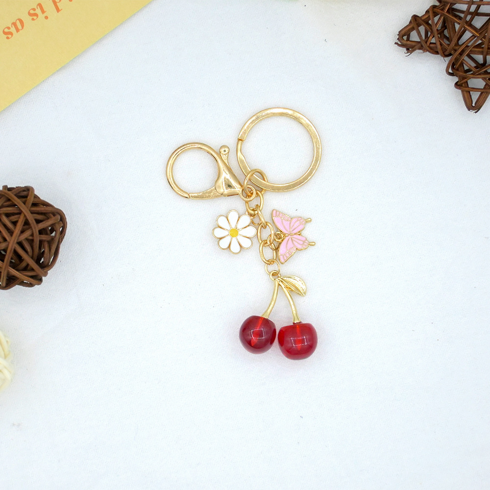 Dark red cherry keychain