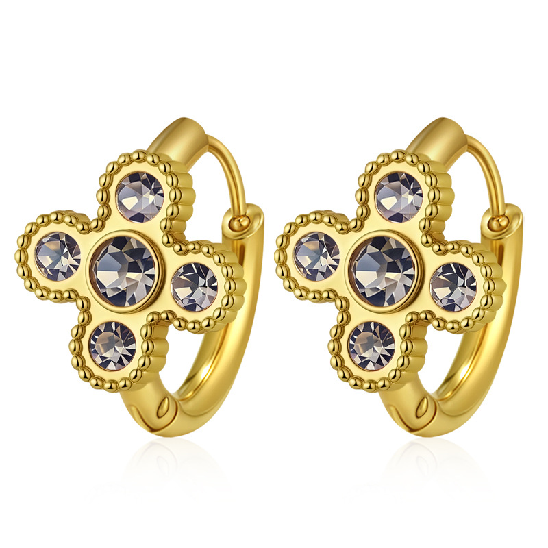 Ms-784 four-leaf flower golden white diamond