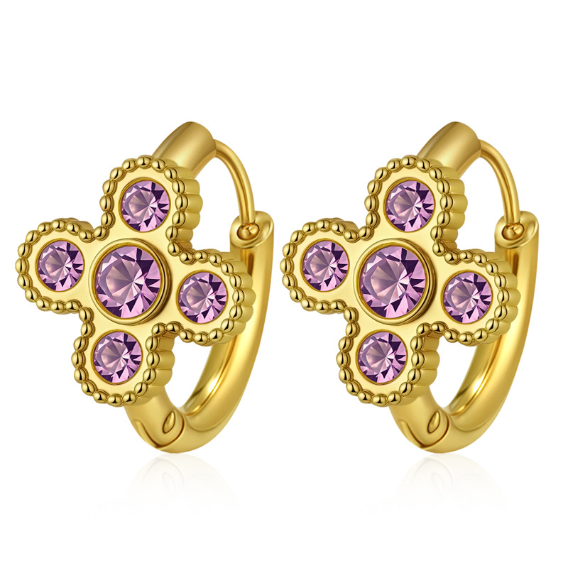Ms-784 four-leaf flower golden pink purple diamond