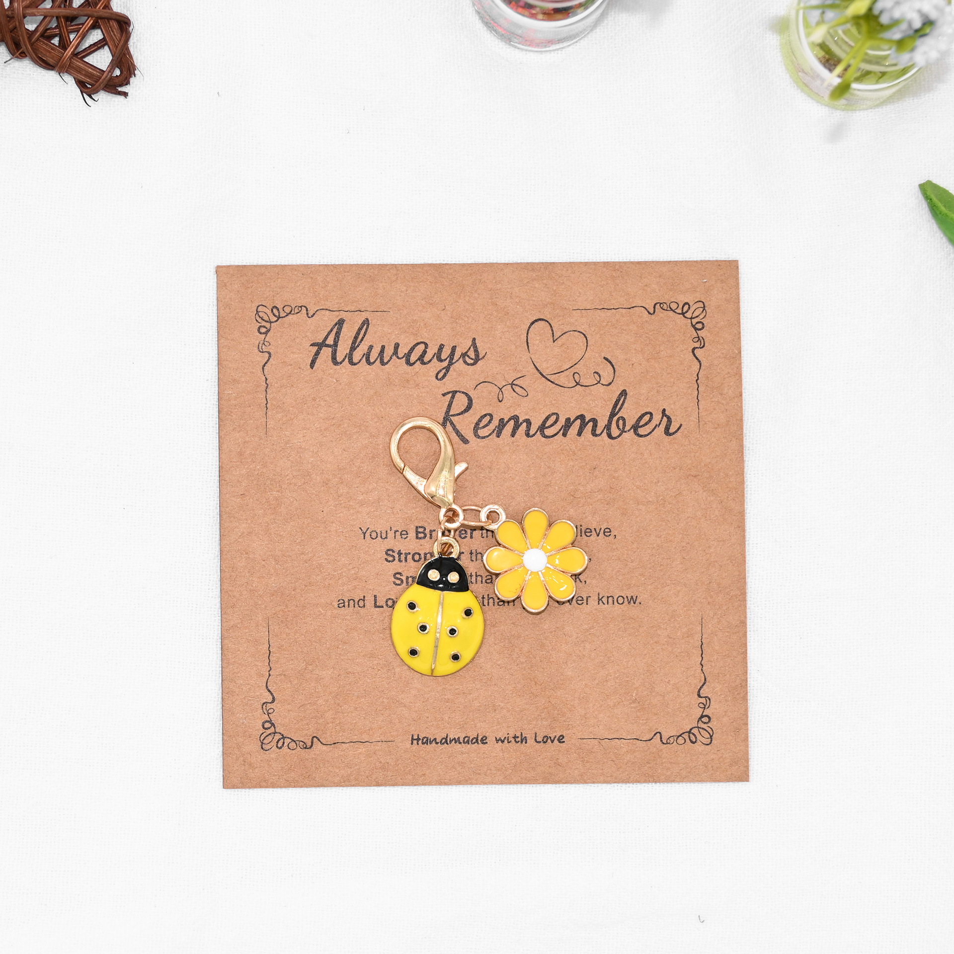Yellow seven-star ladybug + cardboard