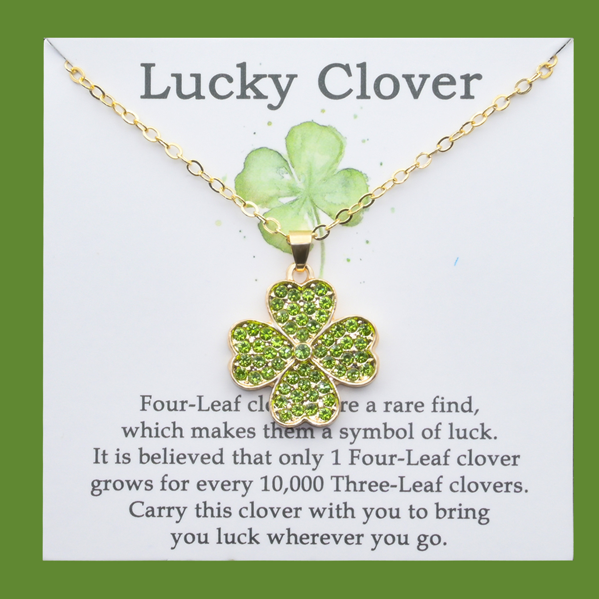 Green dot diamond necklace + card