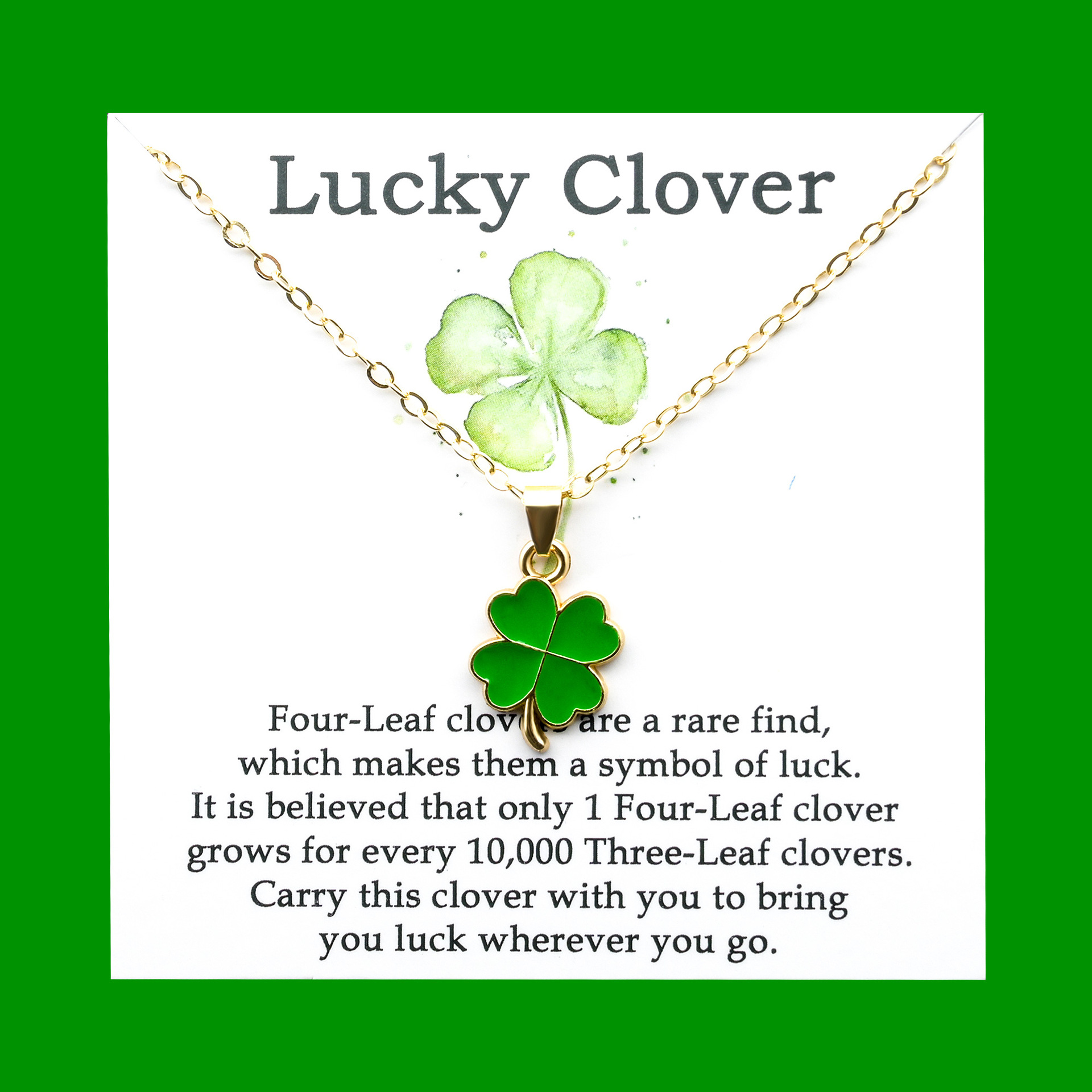Green necklace + card