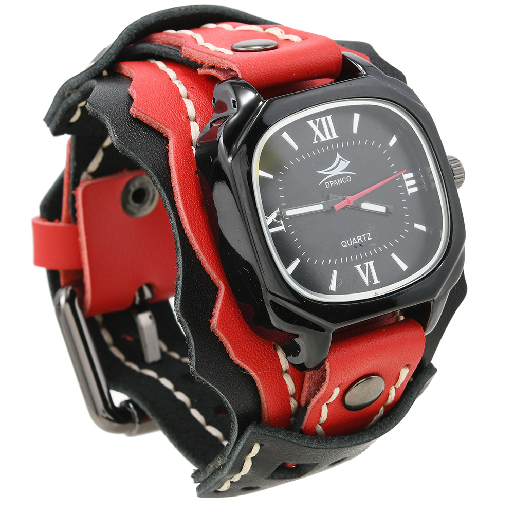 Black leather red leather color