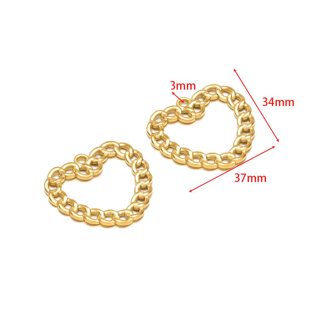 34*37mm hydraulic hollow heart ring, 3mm single hole inside, gold