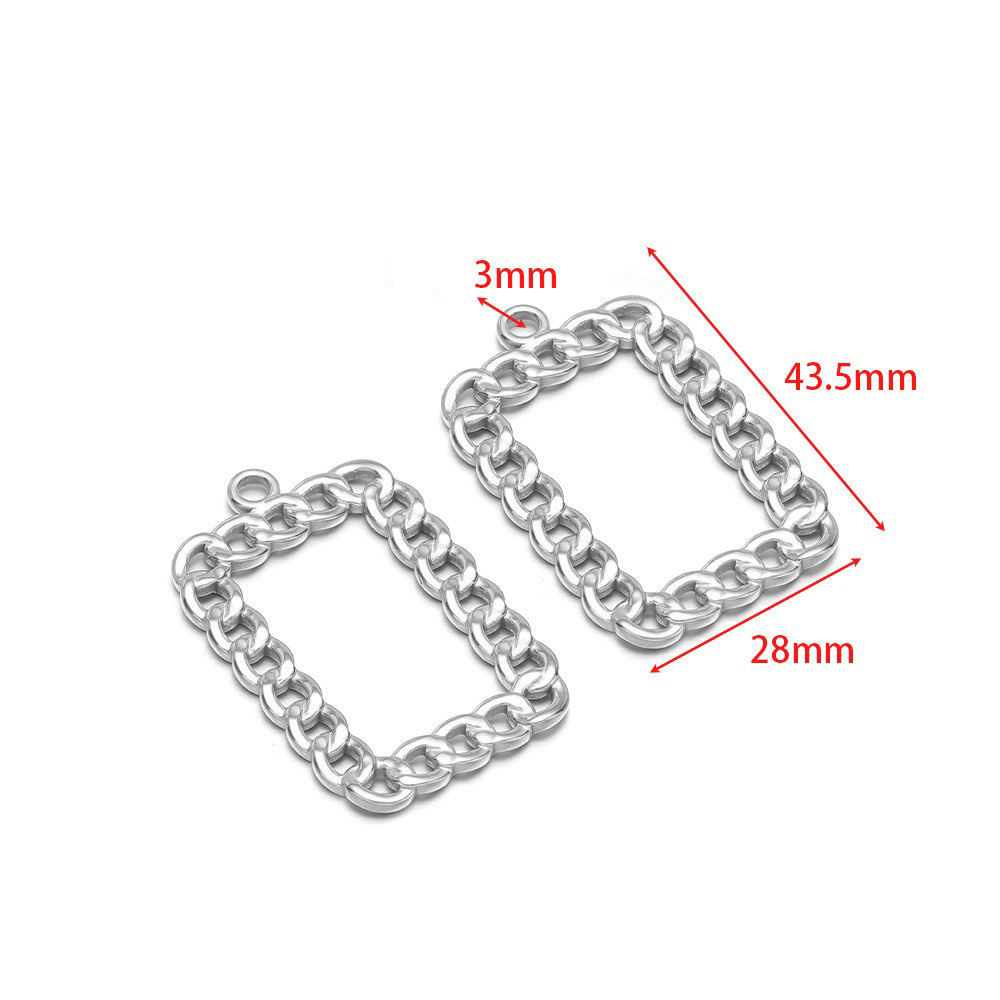 43.5*28mm hydraulic hollow square ring, 3mm single hole inside, steel color
