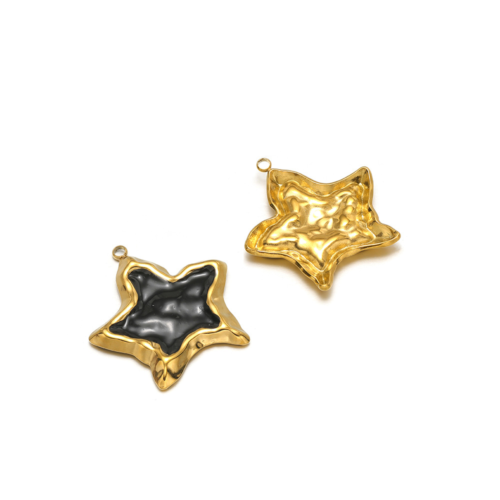 31*30mm golden wrinkled starfish single side dripping oil, inner 1.9mm single hole, black