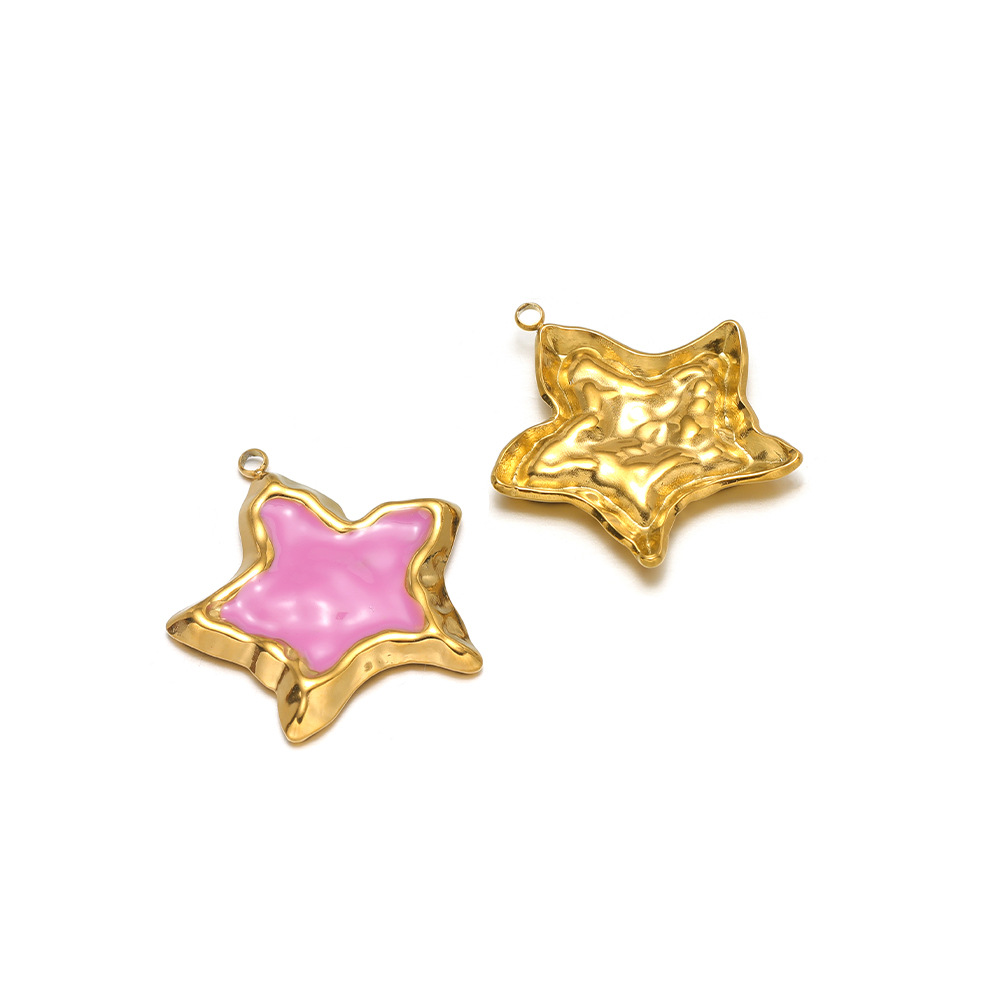 31*30mm golden wrinkled starfish with oil dripping on one side, 1.9mm single hole inside, purple