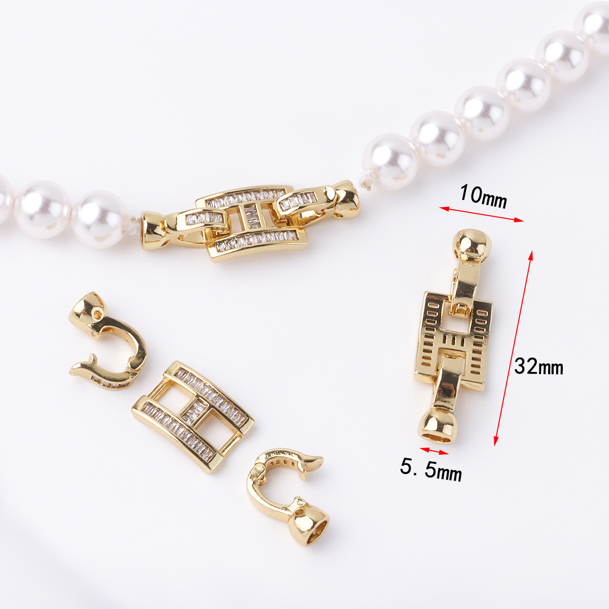 Set of golden small h connecting buckles