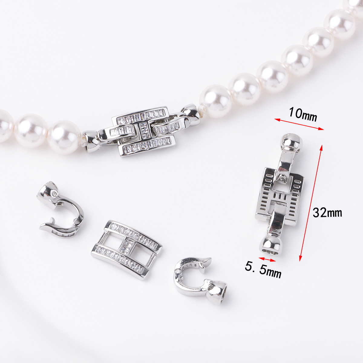 Platinum small h connecting buckle set