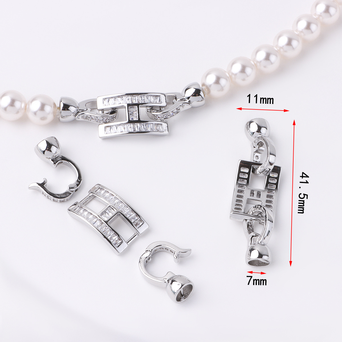 Platinum large h connecting buckle set