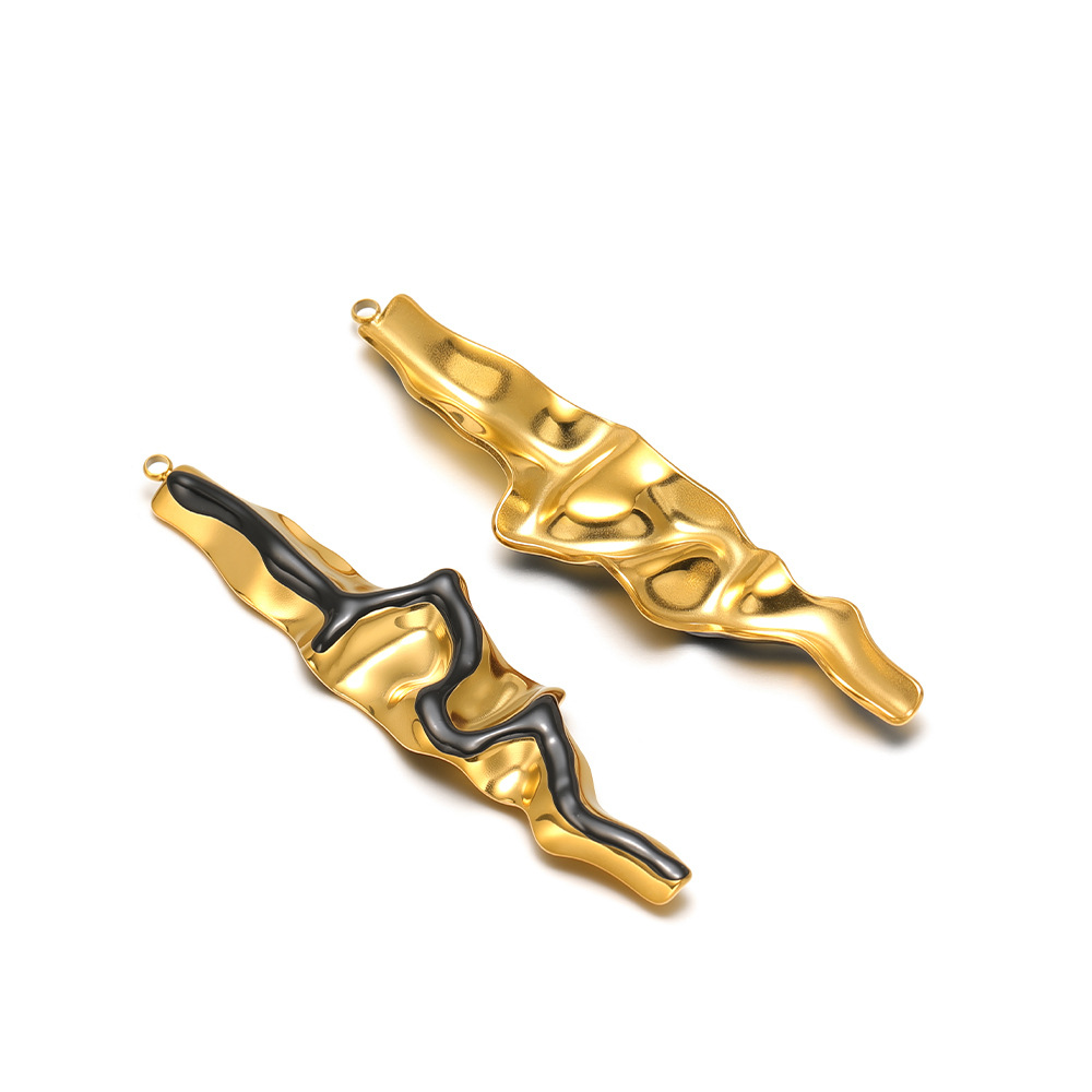 73*18mm golden s-shaped strip with oil dripping on one side, 1.8mm single hole inside, black