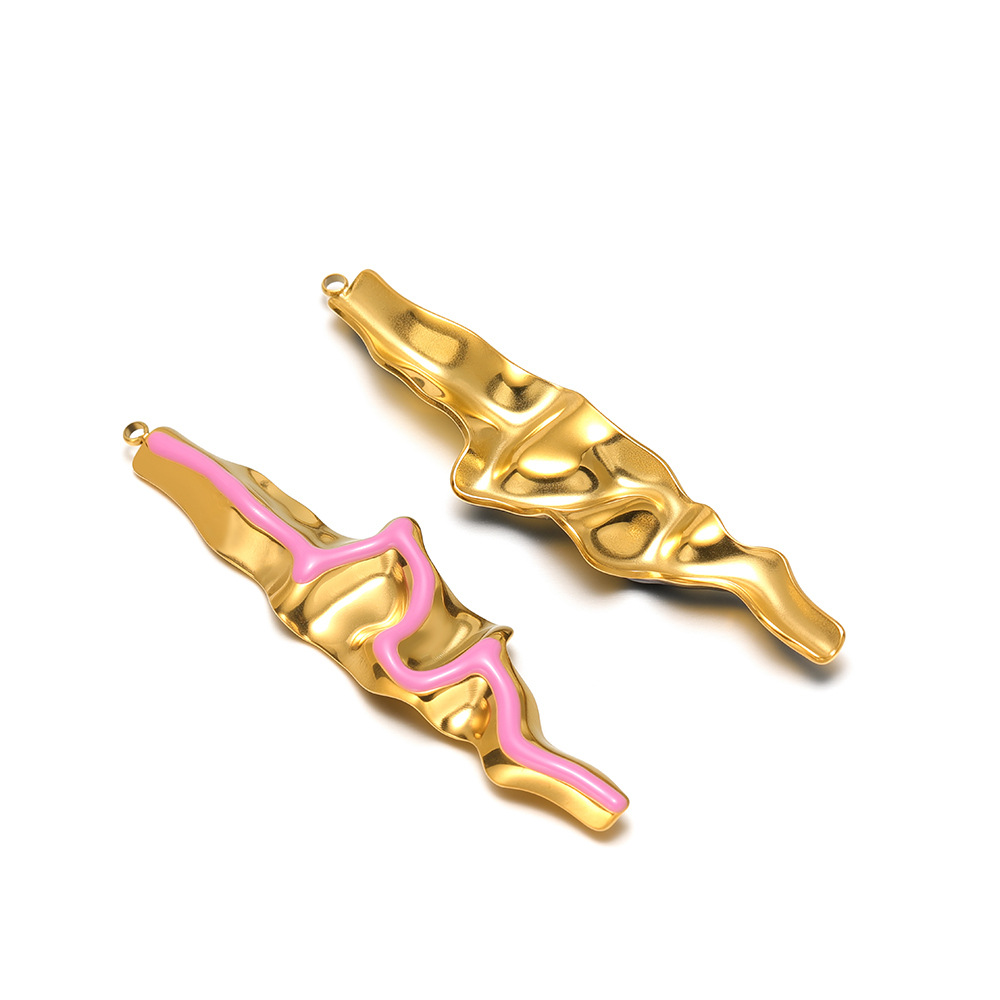 73*18mm golden s-shaped strip with oil dripping on one side, 1.8mm single hole inside, purple