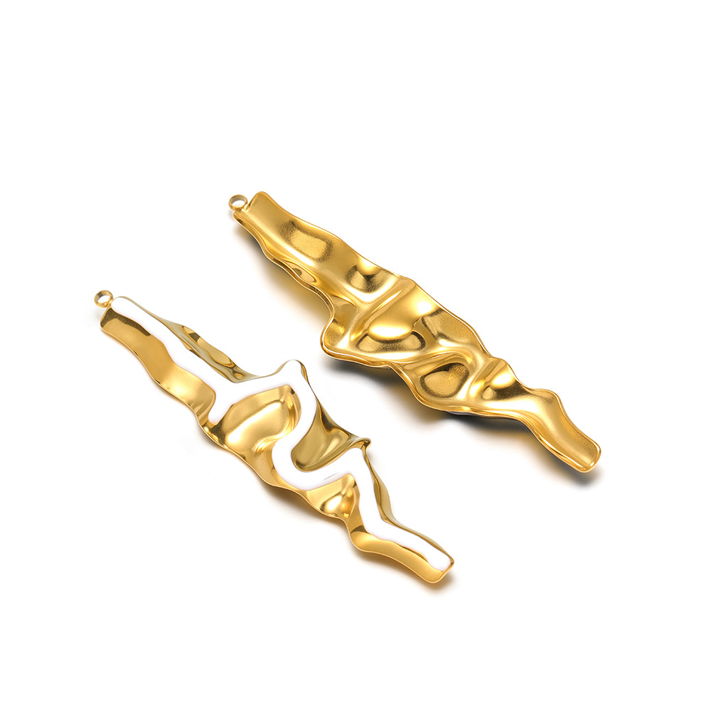 73*18mm golden s-shaped strip with oil dripping on one side, 1.8mm single hole inside, white