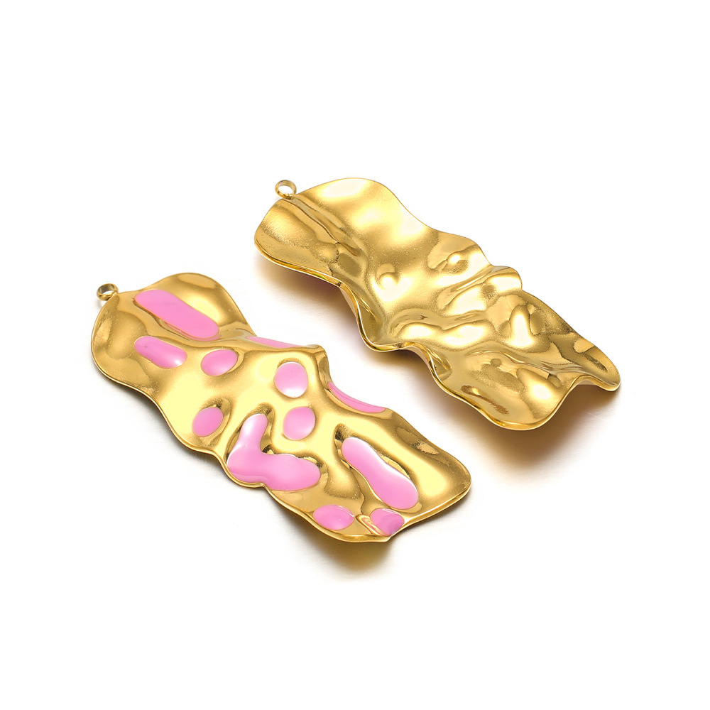 58*21mm gold crumpled special-shaped single-sided oil dripping, 1.8mm single hole inside, purple