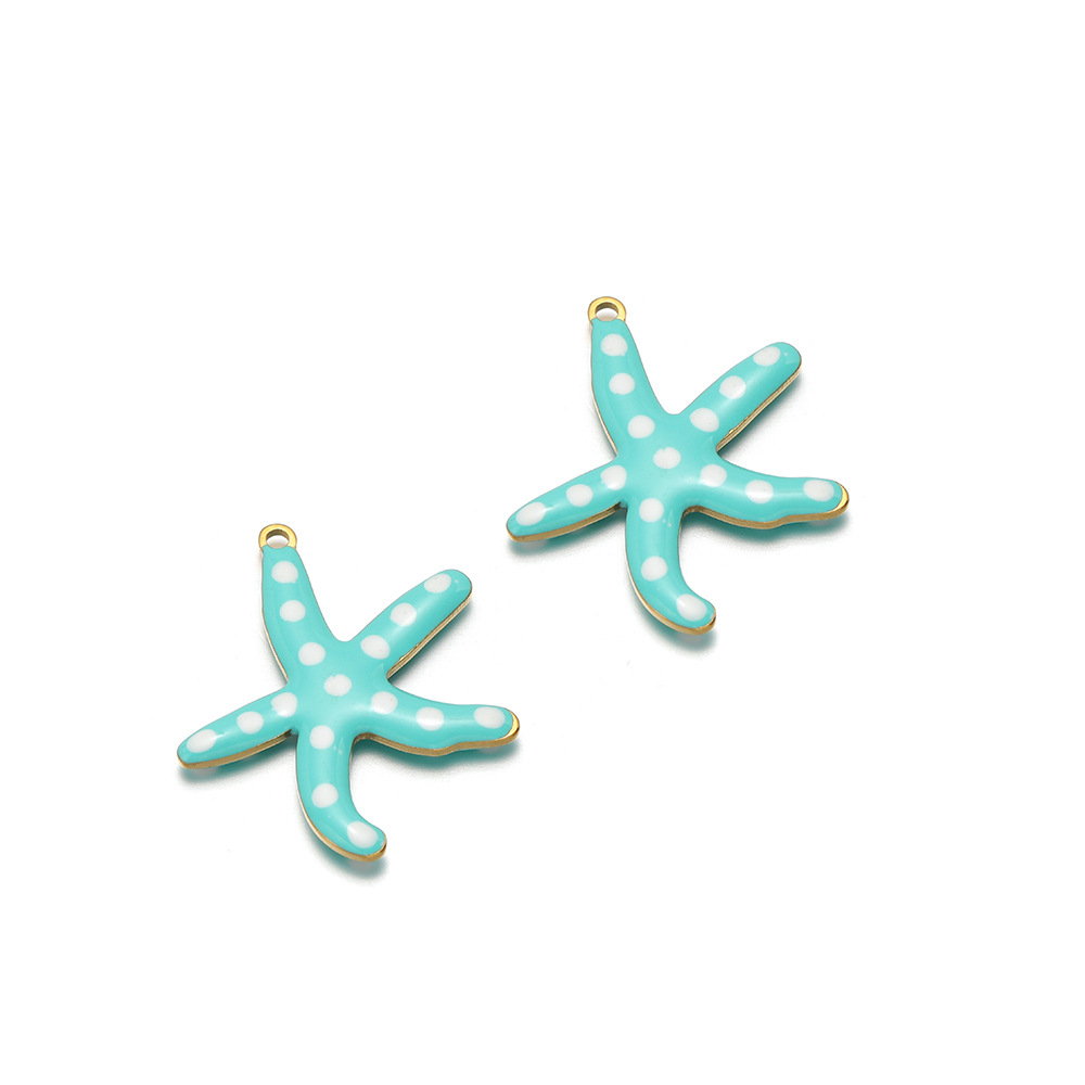 28*25mm golden starfish double-sided round drip oil with 1.4mm single hole inside large green