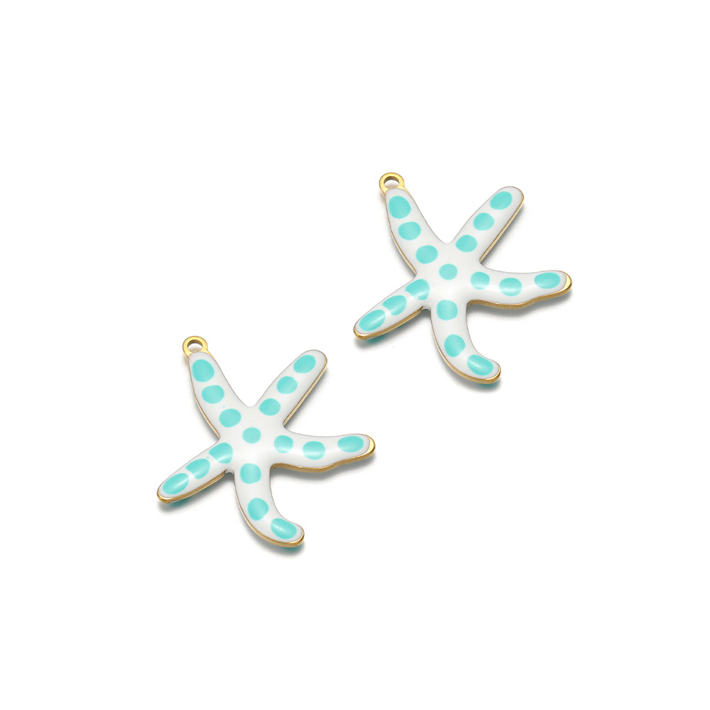 28*25mm golden starfish double-sided round drip oil with 1.4mm single hole inside large white