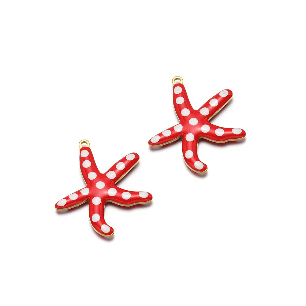 28*25mm golden starfish double-sided round drip oil with 1.4mm single hole inside large red