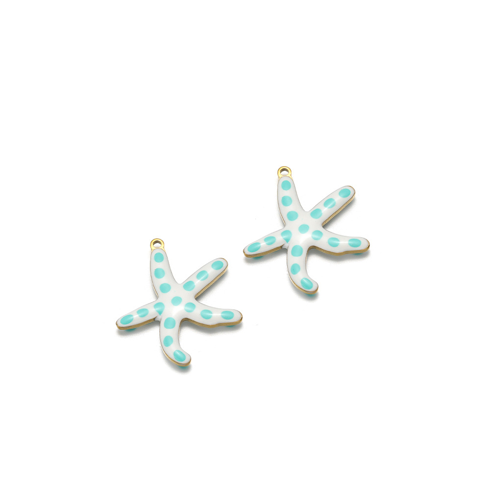 23*20mm golden starfish double-sided round drip oil with 1.4mm single hole inside medium size white